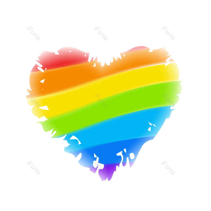 彩虹图片,彩色元素,心形PNG,七彩免抠素材